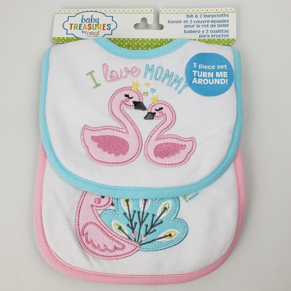 Bib & 2 Burpcloths Flamingos by Neat Solutions